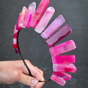 The Hot Pink Agate Witch Crystal Crown (pink agate crown, pink agate tiara, Halloween crown, witch crown, mermaid crown, pink agate)