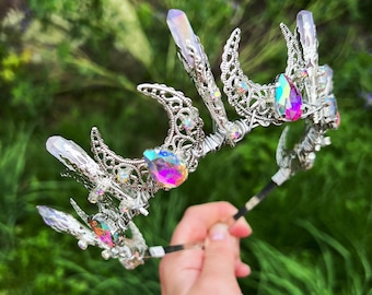Crystal Aura Quartz Crown with Silver Detailing Angel Dust Crystal Crown with Angel Aura Quartz | Little  main image 4