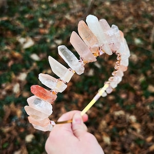 The Raw Rose Quartz Witch Crystal Crown (Raw Rose Quartz Crown, Rose Quartz, Bridal, Princess, Cosplay, Queen, Bride, Wedding, Boho)