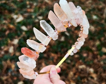 Real Quartz Headband Crown Crystal Crown Clear Raw Matte Quartz Tiara White Quartz  main image 4
