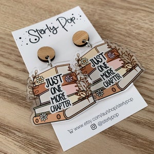 Just One More Chapter Printed Acrylic Dangles Earrings