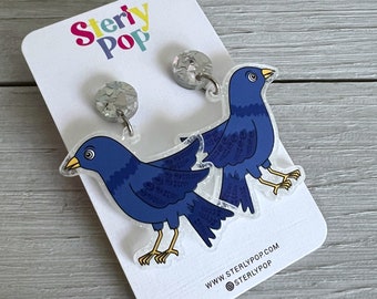 PRE-ORDER Blue Printed Acrylic Earrings