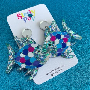 Rainbow Fish Printed Acrylic Earrings