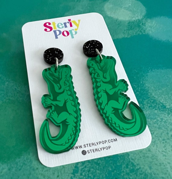 Green acrylic earrings clearance
