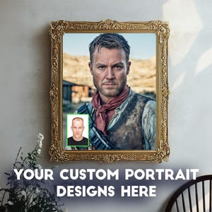 Custom Cowboy Portrait from Photo, Turn Me Into a Cowboy, Western Style Artwork, Male Portrait, Unique Gift for Him, Father’s Day Gift Idea