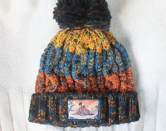 Island Patch Beanie - Wanderlust Winter Bobble Hat