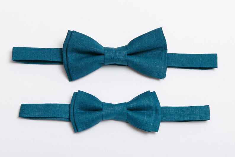 Wedding Outfit Teal Linen Bow Tie Bow Ties for Men Wedding Bow Etsy