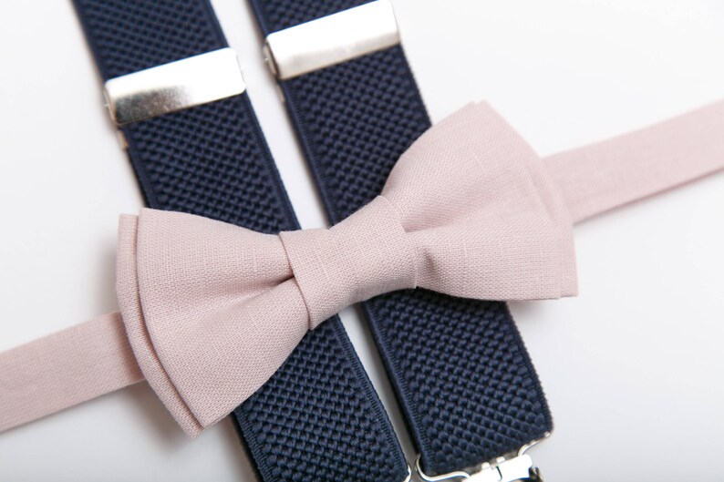 Father and son bow ties Mens bow tie Boys bow tie Matching Blush Pink Linen bow tie Wedding outfit Dad and son Bow tie for wedding bow ties