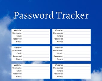 Password Tracker Printable Download Letter Size Sheet Clouds Blue Sky Weather Nature