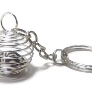 Mini Sea Shell in a Spiral Cage Keychain Beach Themed Novelty Gift