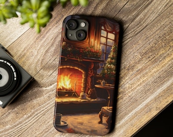 Fireplace Inspired IPhone Case, Cozy Fireplace iPhone Case, Warm Fireplace Inspired iPhone Case, Chic Fireplace Phone Case