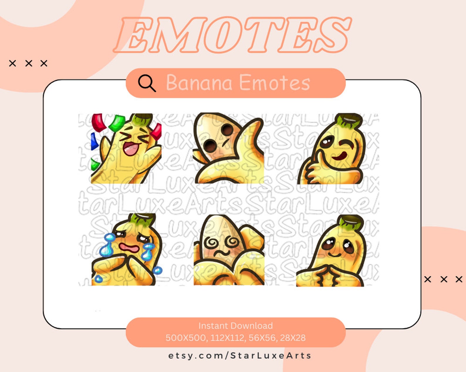 Banana Emotes for Twitch Youtube Tiktok Kick or Discord Etsy