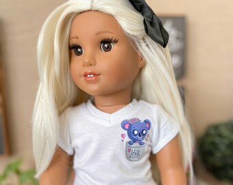 Pocket koala v-neck Graphic Tee for 18 inch dolls like American girl my life doll