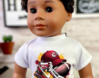 Kansas football inspired Graphic Tee for 18 inch dolls like American girl my life doll