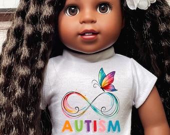 Autism Awareness Graphic Tee for 18 Inch Dolls