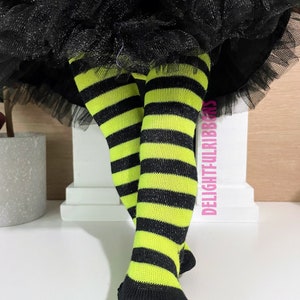 Black & Yellow Stripe Doll Tights: 18 inch American Girl Doll Halloween Accessory