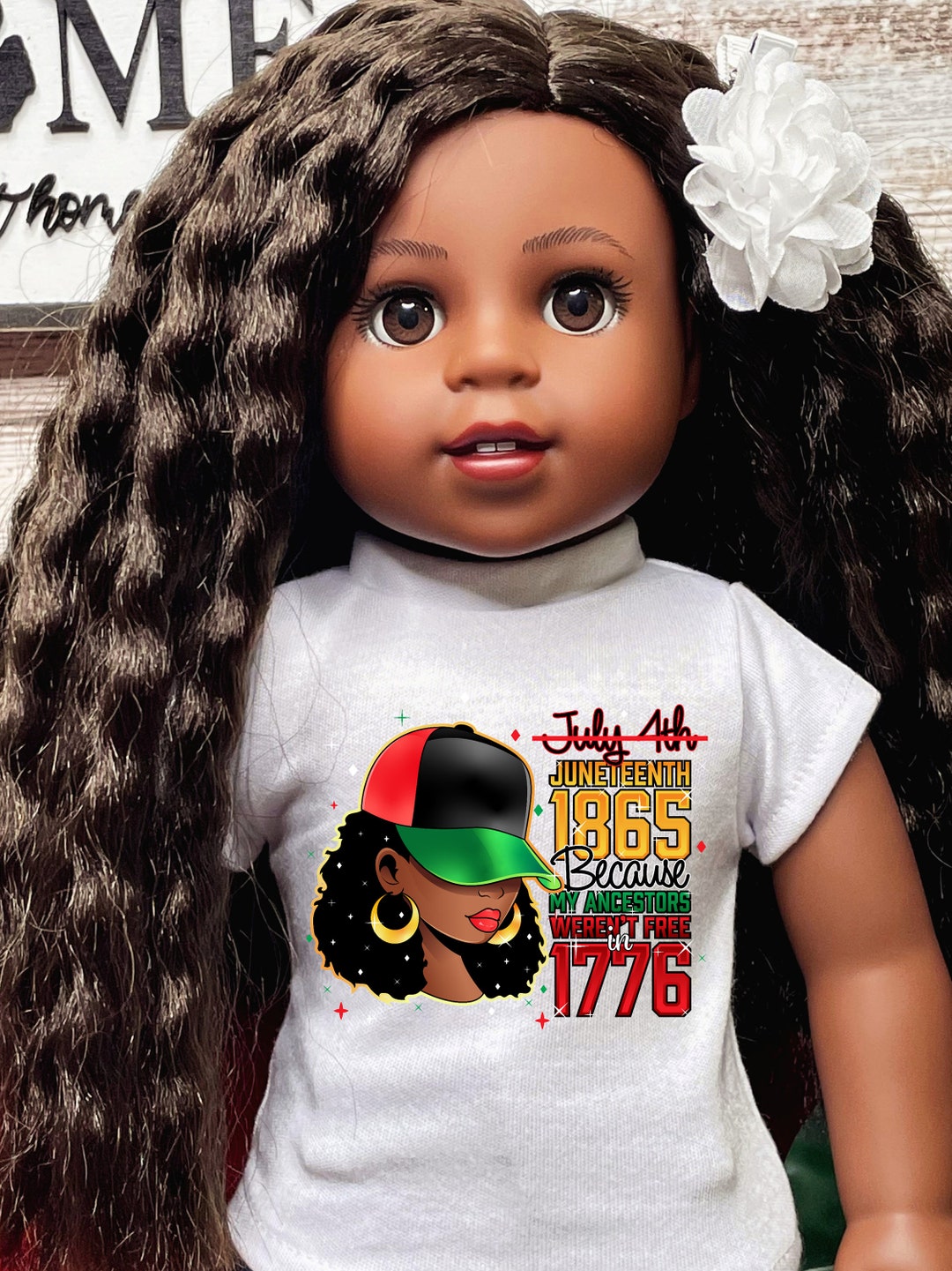 1865 African American Woman Quote Graphic Tee 18 Inch Dolls