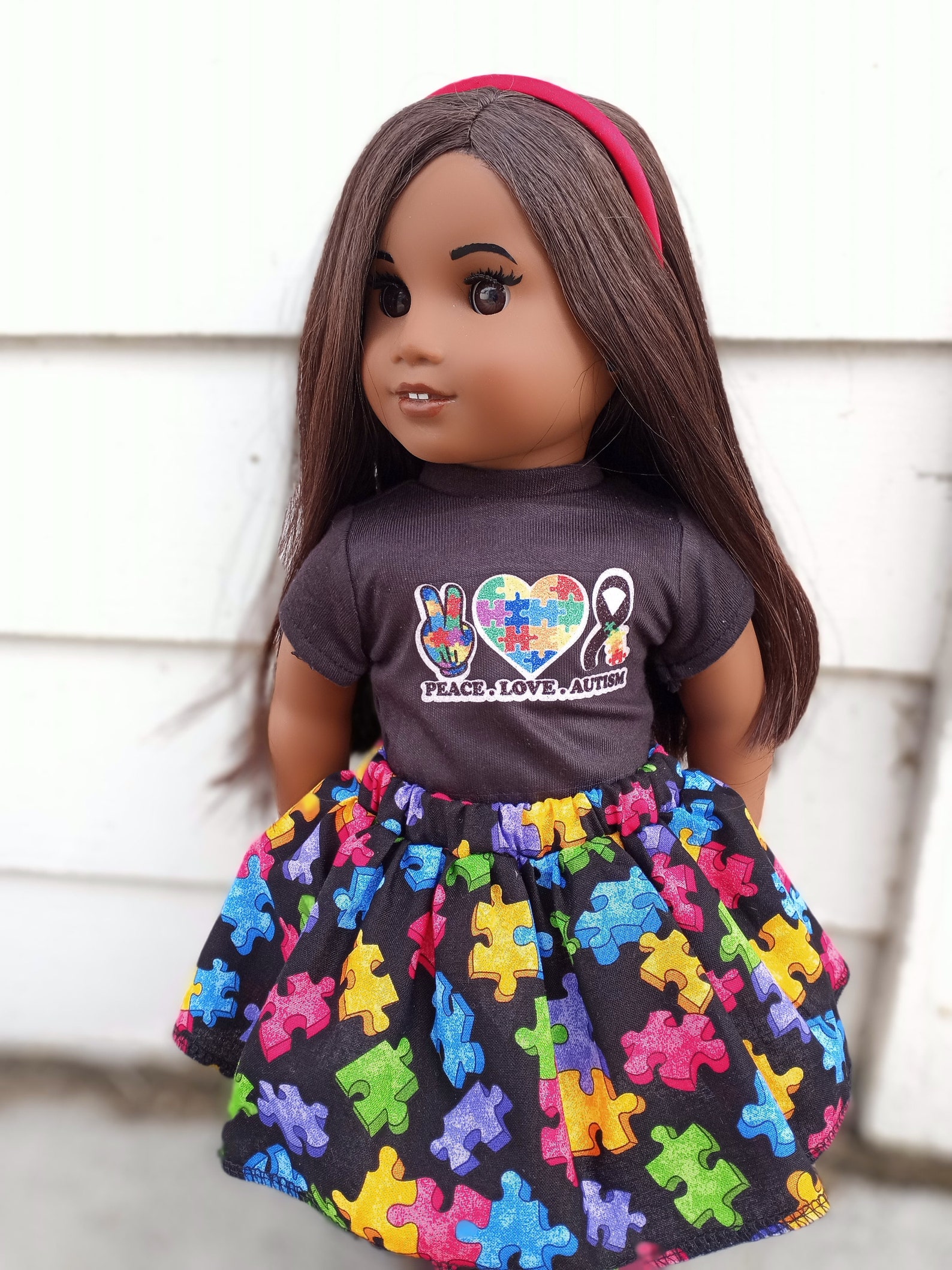 Peace love Autism inspired 18 inch doll outfit for American Etsy