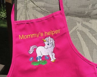 Girls Apron Unicorn - Mommys helper - Personalized apron - Popular gift for girls - Mothers day gift