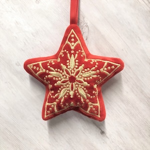 Star Holiday Ornament - Fancy stuffed decoration - Personalized gift - Stocking stuffers - Mothers day gift