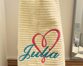 Heart and Name Embroidered on Towel - Personalized gift - Birthday gift - Anniversary keepsake - Wedding present - Mothers day gift