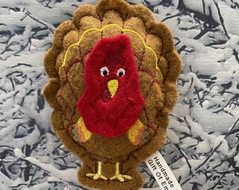 Turkey Holiday Ornament - Stuffed tree decoration - Felt ornament - Personalized gift - Mothers day gift