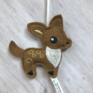 Woodland Deer Ornament - Embroidered felt stuffed decoration - Personalized animal ornament - Mothers day gift