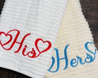 Hearts Font Custom Embroidered Name on Towel - Personalized gift - Anniversary gift - Wedding keepsake - Birthday gift - Mothers day gift