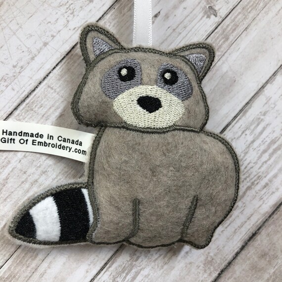Christmas Ornament Racoon Primitive New Folk Art Country Woodland Holiday 