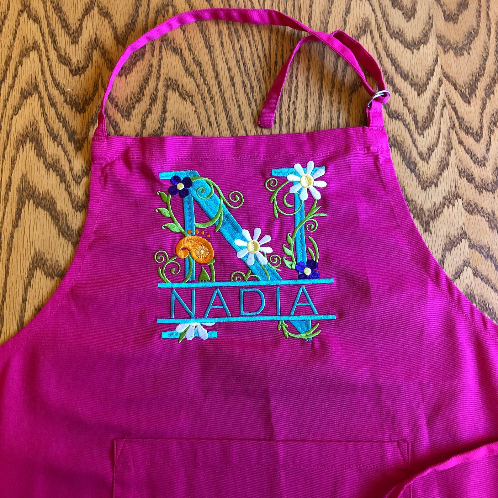 Personalized Adults Apron Name and Floral Monogram on Apron Etsy