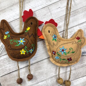 Rooster Holiday Ornament Embroidered stuffed felt decoration Kitchen decor Spring decor Personalized gift Mothers day gift image 9