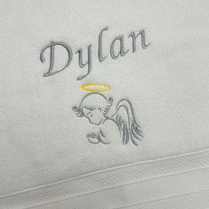 baptism towel Christening angel embroidery personalized religious keepsake gift of embroidery