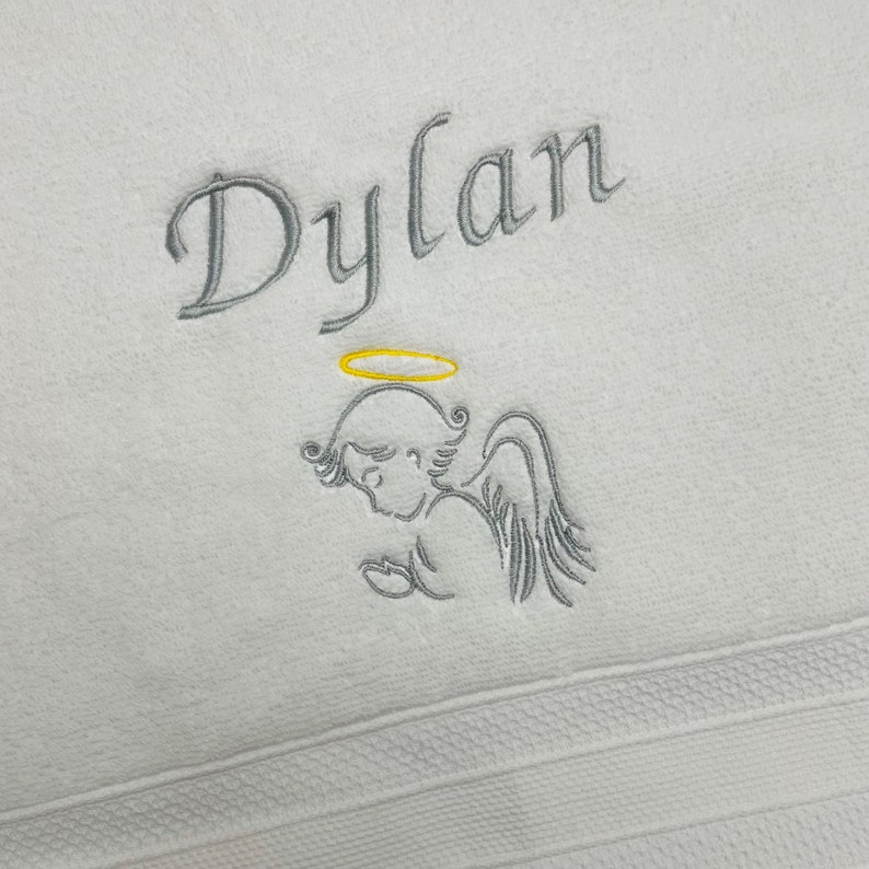 baptism towel Christening angel embroidery personalized religious keepsake gift of embroidery