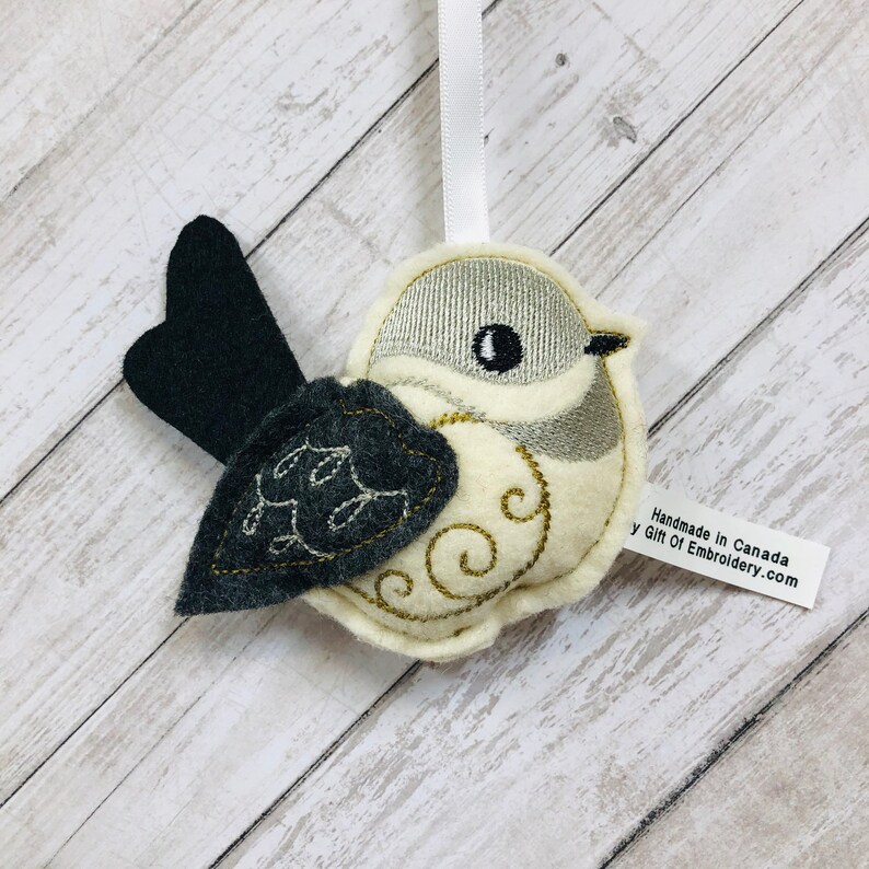 Stuffed Chickadee Bird Personalized Felt Ornament Stuffed Felt Decoration Gift for bird lover Mother/'s day gift