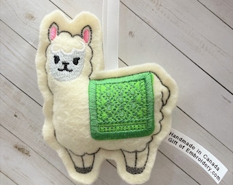 Llama Felt Ornament - Stuffed tree decoration - Personalized gift - Gift to llama lovers - Mothers day gift