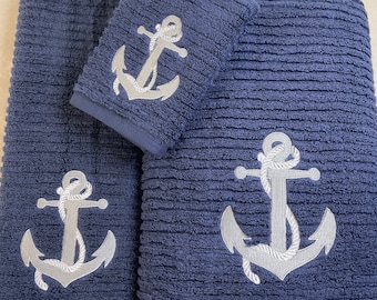 Anchor Monogram Embroidered on Towel - Personalized gift - Anniversary keepsake - Birthday present - Wedding gift - Mothers day gift