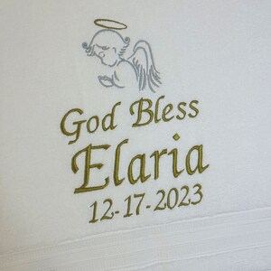 baptism towel Christening angel embroidery personalized religious keepsake gift of embroidery