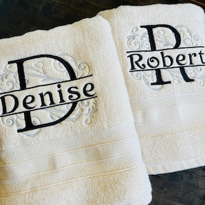 Custom Embroidered Cotton Towel: Personalized Monogrammed Gift