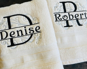 Custom Embroidered Cotton Towel: Personalized Monogrammed Gift