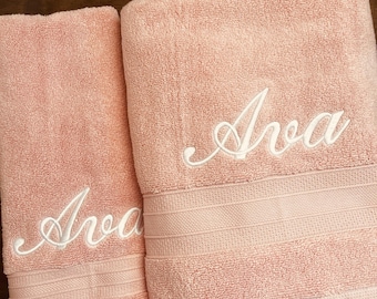 Embroidered Name Towel: Personalized Cotton Bath, Hand, or Washcloth