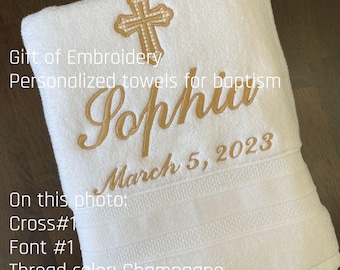 Personalized Baptism Towel: Gold Embroidered Christening Keepsake