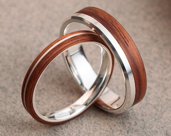 Matching Couple Rings - Wood Bands Inspired by Nature, Rustic & Timeless.