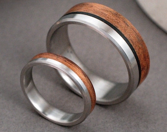Matching Couple Rings - Wood Bands Inspired by Nature, Rustic & Timeless.