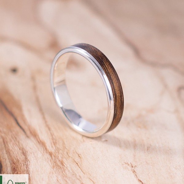 Ring aus Silber und Mongoyholz. Ehering, Geschenkring