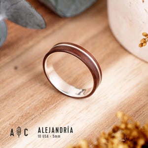 ALEXANDRIA, Silver and Rosewood Ring. Wedding Ring, Gift Ring
