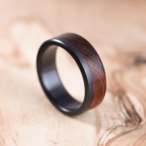 Cobalt Wooden Ring Lined with Bethlehem Olivewood — WedgeWood Rings