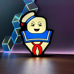 3D-Printed Stay Puft Marshmallow Man Neon LED Sign - Ghostbusters Themed Decor
