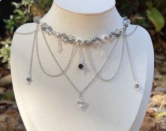 Gothic crystal choker necklace | Swarovski crystal statement necklace