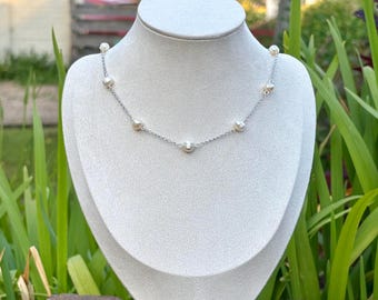 Freshwater Pearl Choker Necklace | Stainless Steel Bridal Jewelry