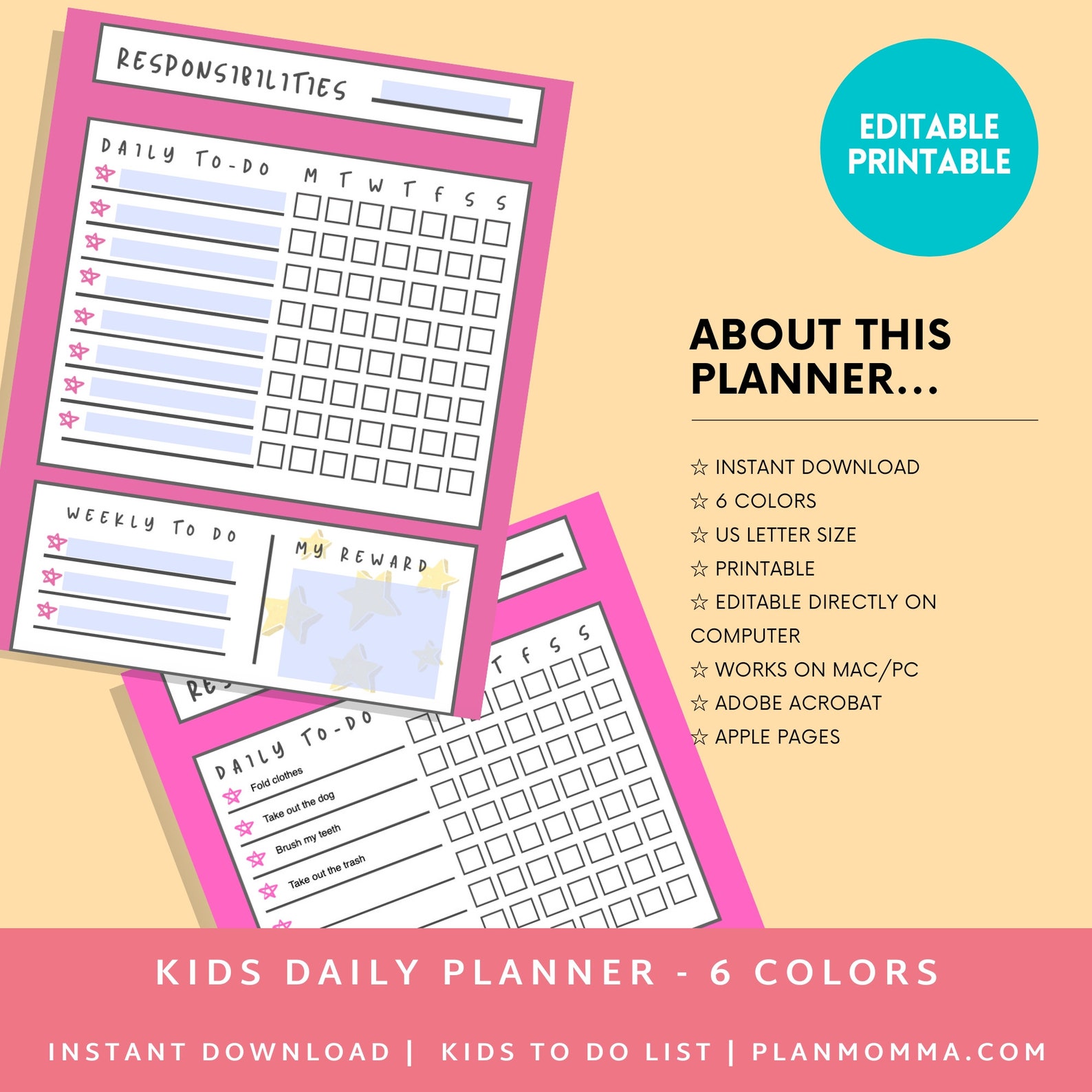 To do List Kids Checklist Printable Kid To Chore List | Etsy